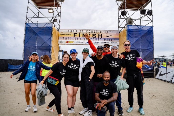 Runners gathered for a photo after a relay marathon