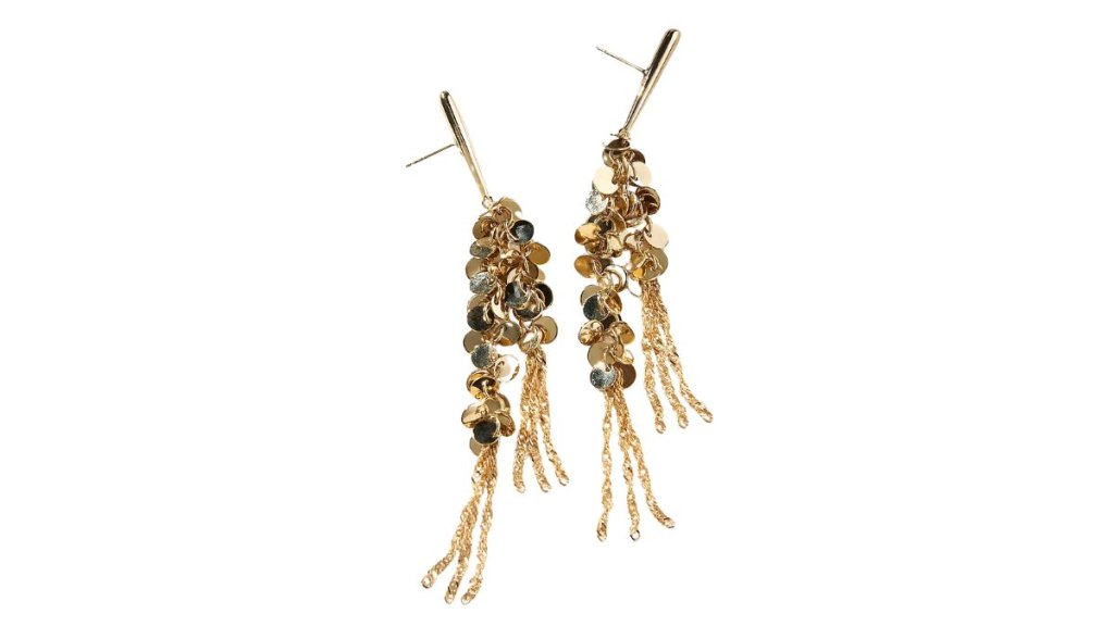 Anthropologie Sequin Chainmail Drop Earrings