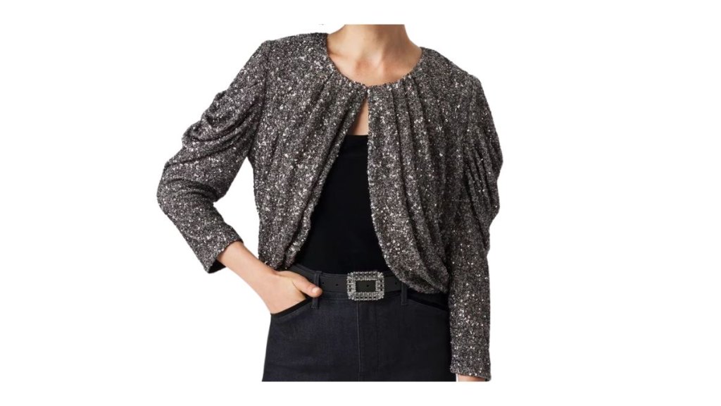 White House Black Market Sequin Drape Bolero