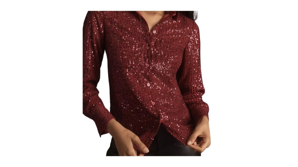 Anthropologie Sequin Button Down