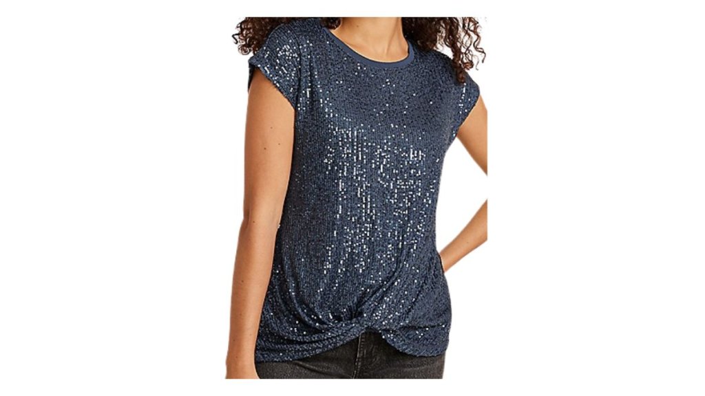 Maurices Edgely Sequin Twist Hem Short Sleeve Tee