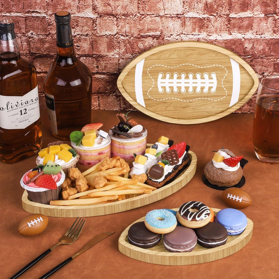 Football-Shaped Pine Serving Tray, Set of 3