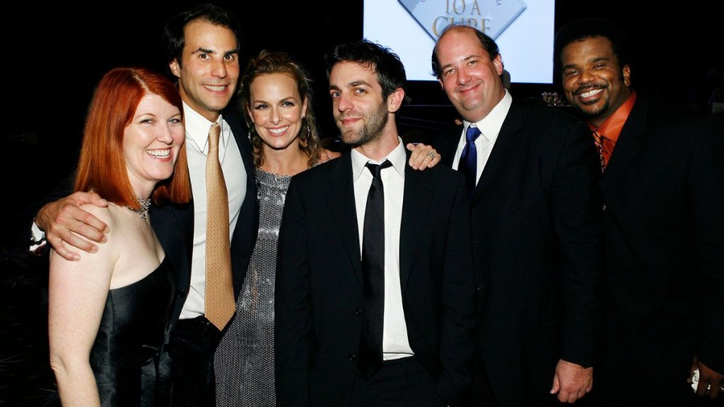 From left to right: Kate Flannery, Melora Hardin, B.J. Novak, Brian Baumgartner and Craig Robinson in 2007