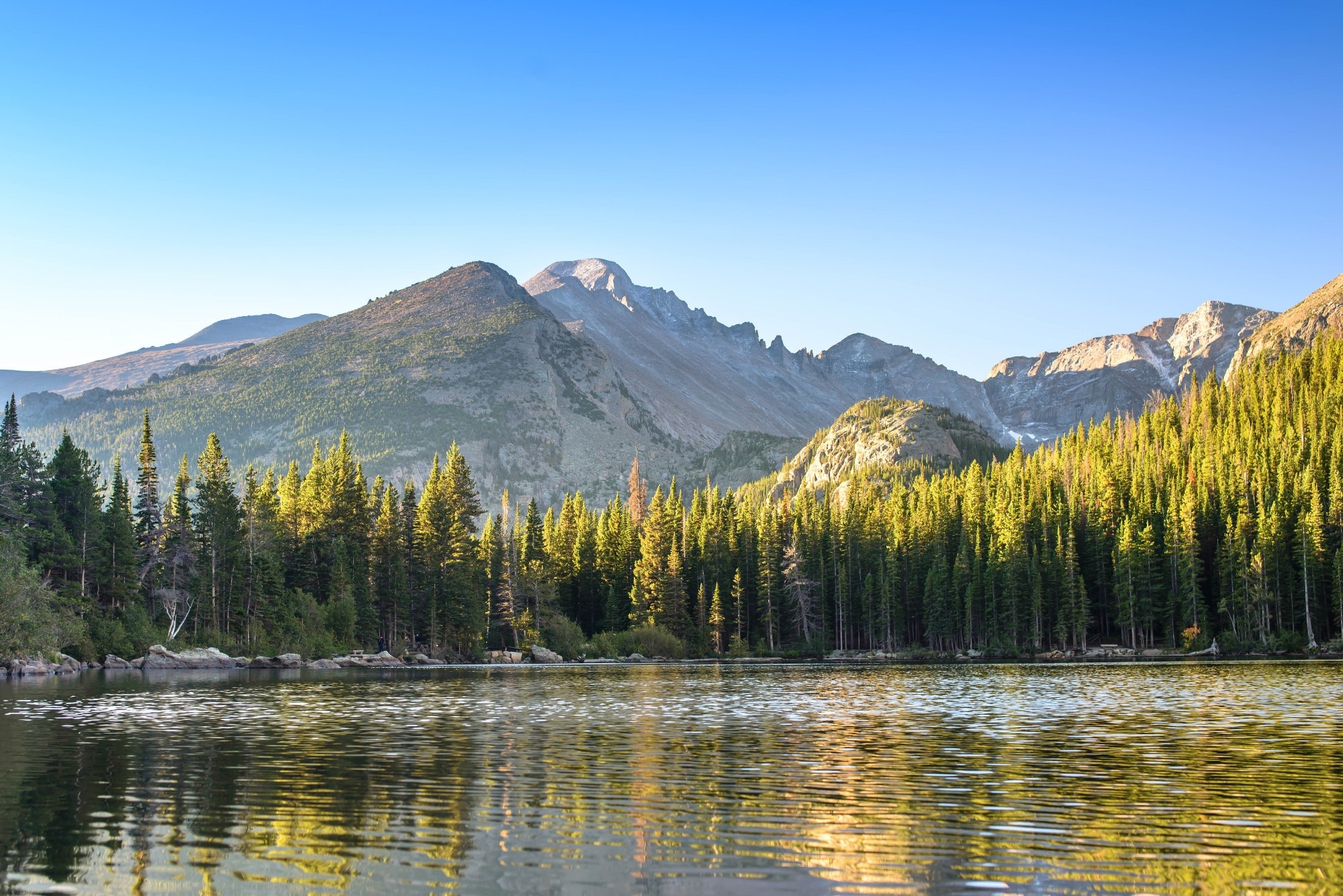 Bear Lake at sunrise. Rocky Mountain National Park, Colorado, United States