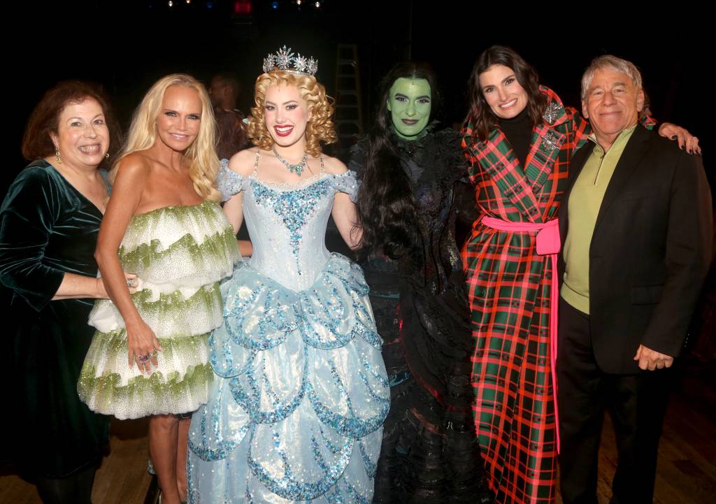 Winnie Holzman, Kristin Chenoweth, McKenzie Kurtz, Alyssa Fox, Idina Menzel and Stephen Schwartz celebrating the 20th anniversary of Wicked in 2023