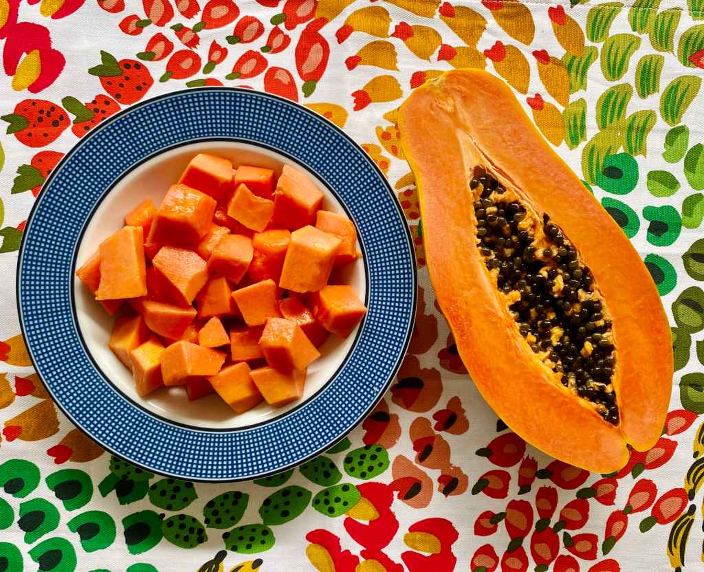 papaya fruit on a table