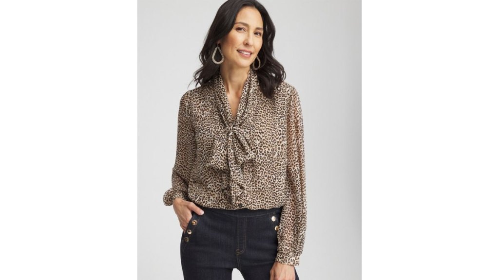 Chico’s Leopard Print Bow Blouse