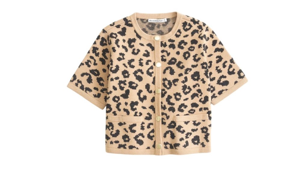 Abercrombie and Fitch Leopard LuxeLoft Short-Sleeve Cardigan