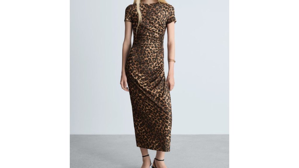 Mango Leopard-Print Dress With Ruffled Details