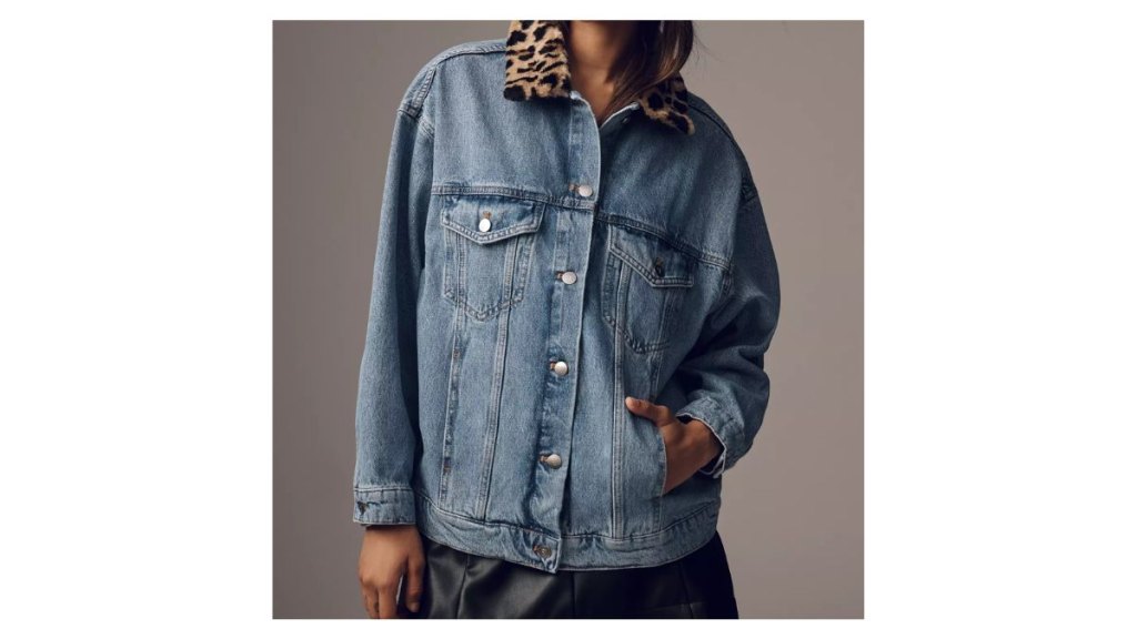 Pilcro The Weston Denim Boyfriend Jacket: Leopard Collar Edition