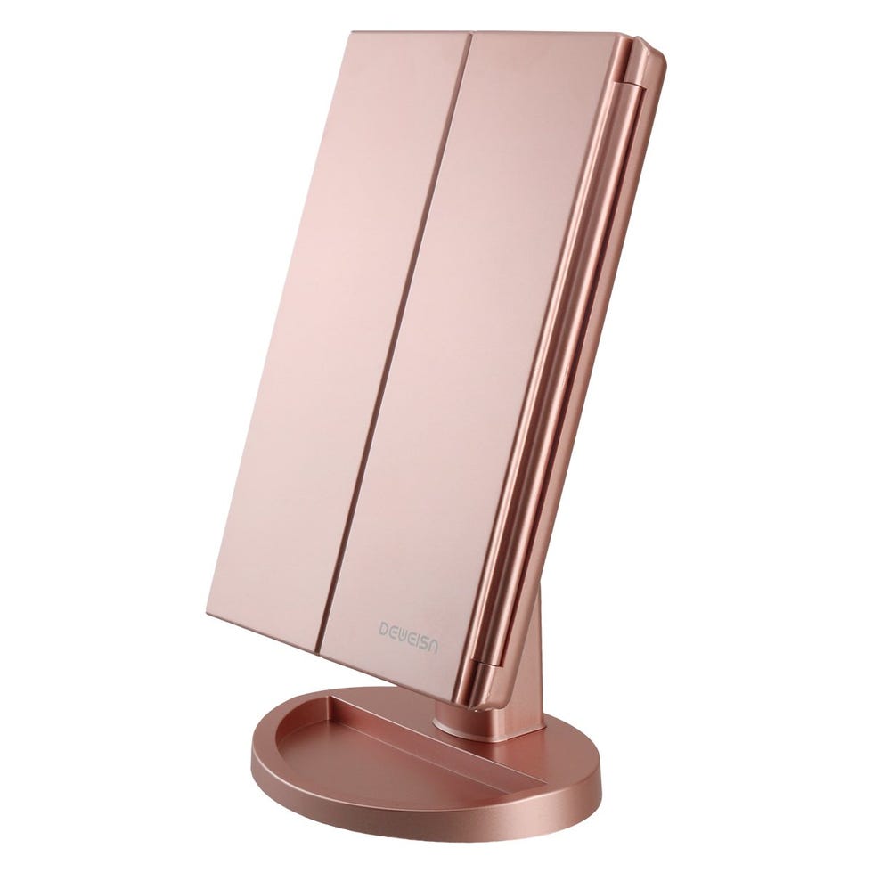 Dresser Mount Tri-Fold Lighted Vanity Mirror