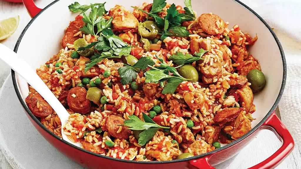 Chicken and andouille sausage jambalaya as part of a roundup of Kwanzaa recipes