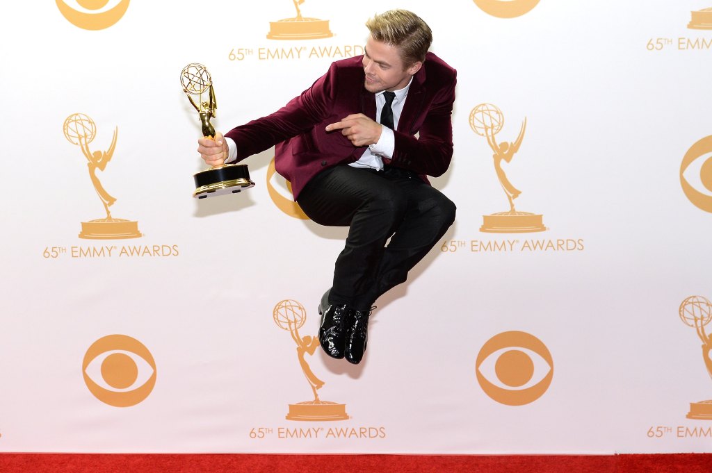 Derek Hough shows off his moves after winning an Emmy Award for Best Choreography in 2013