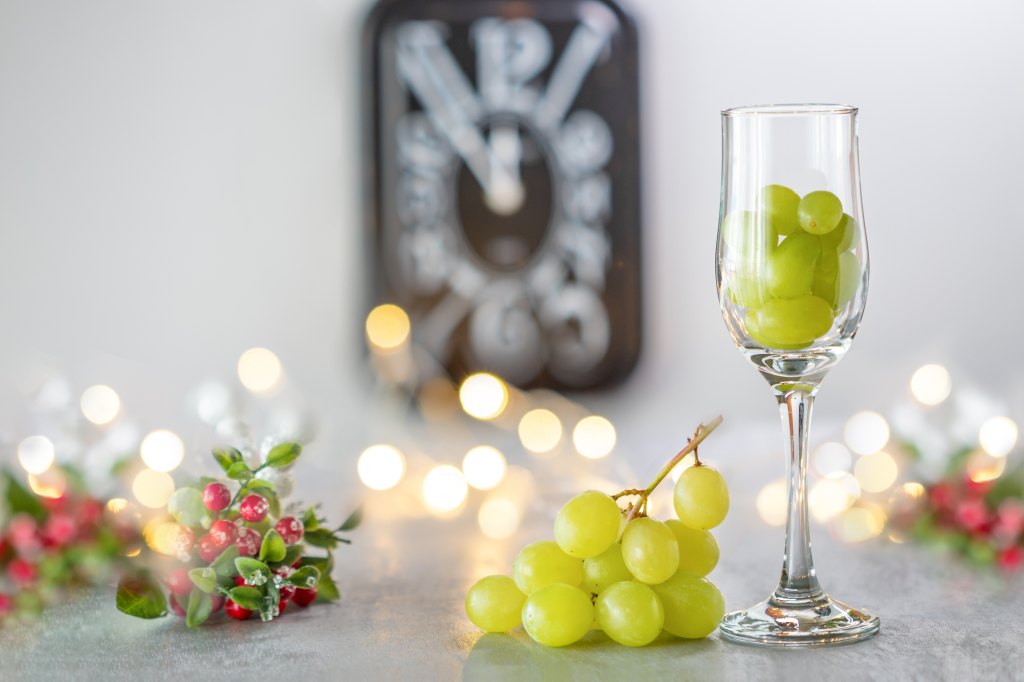 Green grapes as part of a roundup of lucky New Year's food traditions