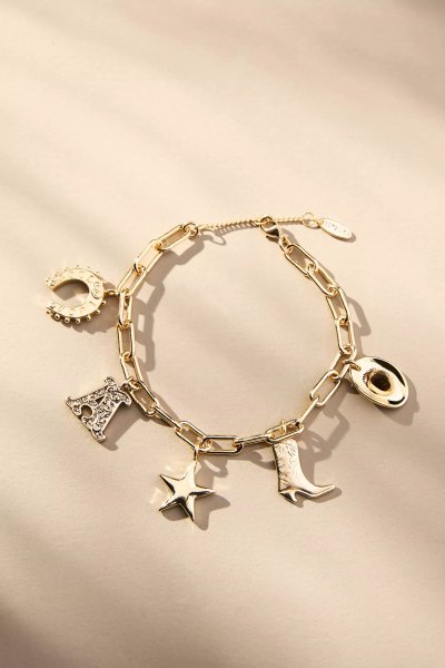 Anthropologie Western Monogram Charm Bracelet