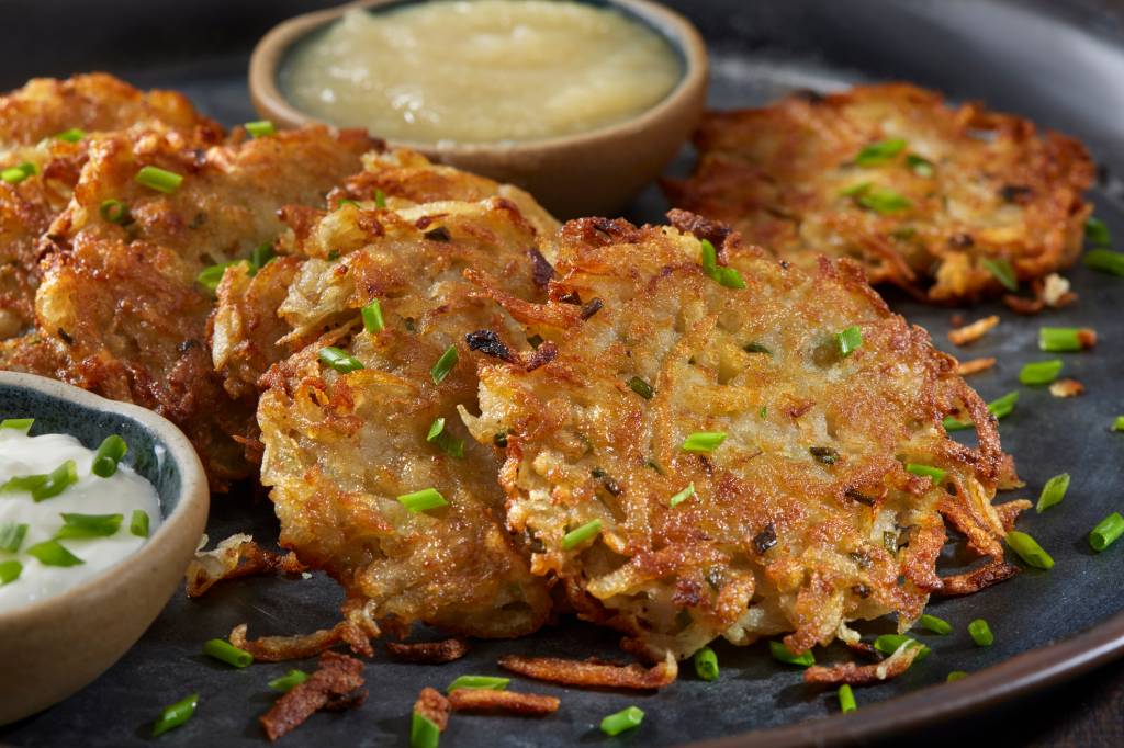 Potato Pancakes "Latke's" with Sour Cream and Apple Sauce