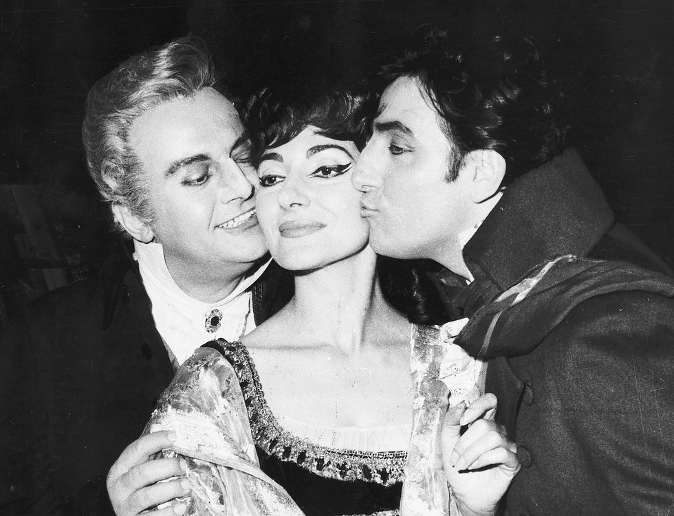 maria callas with co stars tito gobbi and meneto cioni