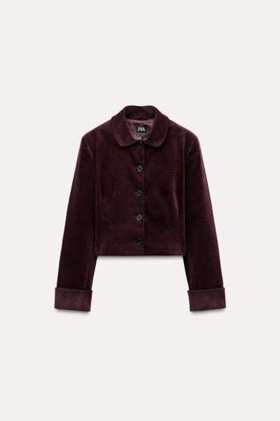 Zara Cropped Velvet Jacket