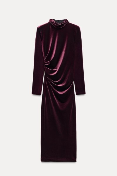 Zara Draped Velvet Dress ZW Collection