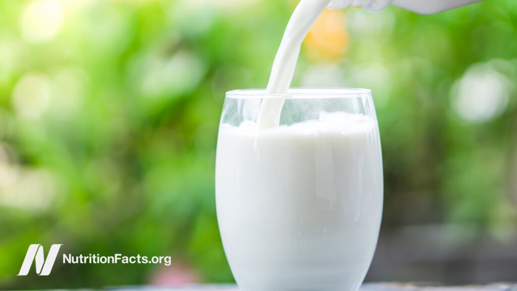 Milk being poured into a glass