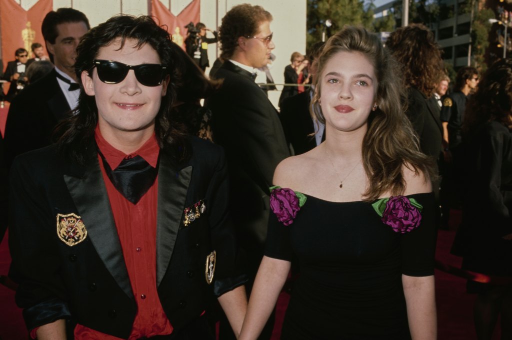 Drew Barrymore and Corey Feldman in 1989