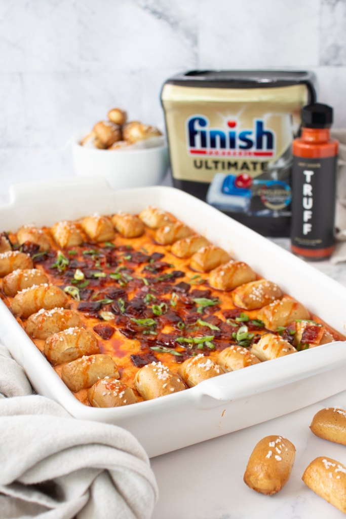 Finish + TRUFF hot honey bacon cheddar dip