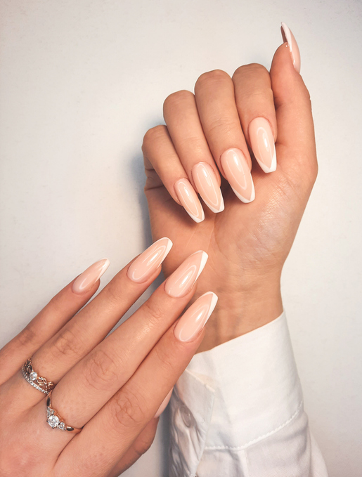 V-shaped design for french tip nails.