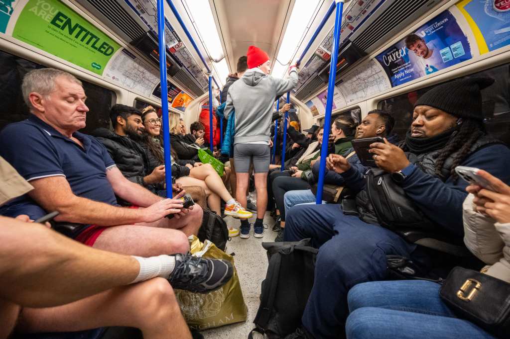 People on the Tube for No Trousers Tube Ride