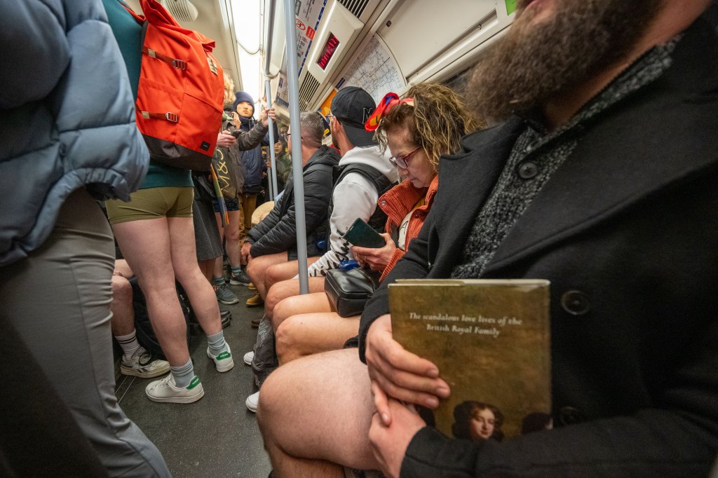 People on the Tube for No Trousers Tube Ride 2025