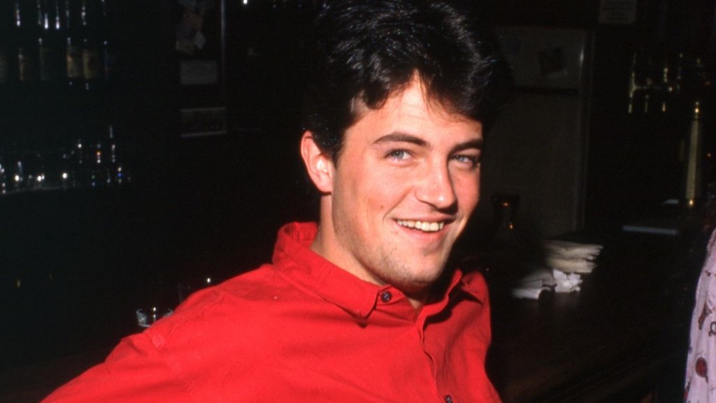 Matthew Perry at Valerie Bertinelli's birthday party in 1990