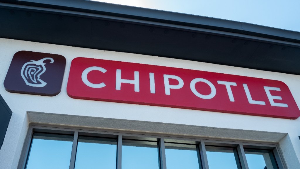 A Chipotle restaurant sign