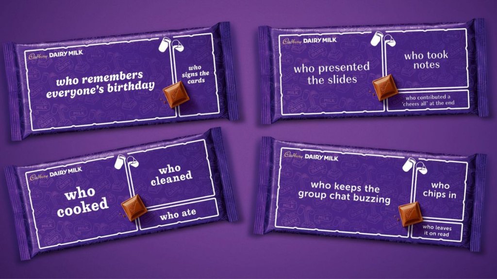 designs for the new Cadbury Dairy Milk sharing chocolate bars