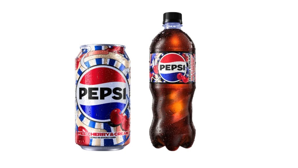 can and bottle of Pepsi's new Wild Cherry & Cream flavor