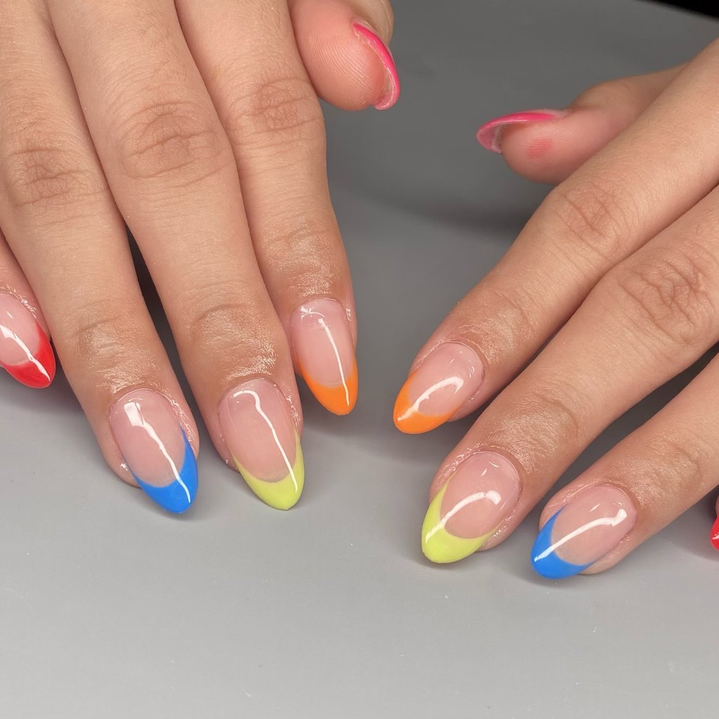 neon french tip nails