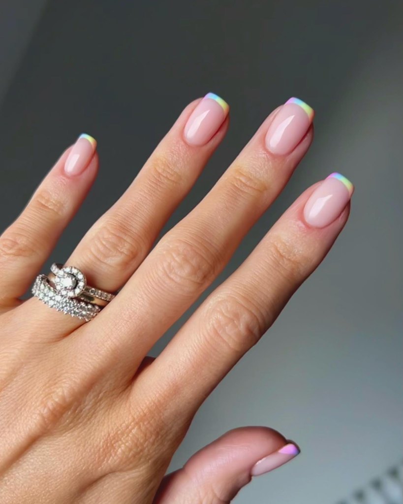 rainbow French tip nails