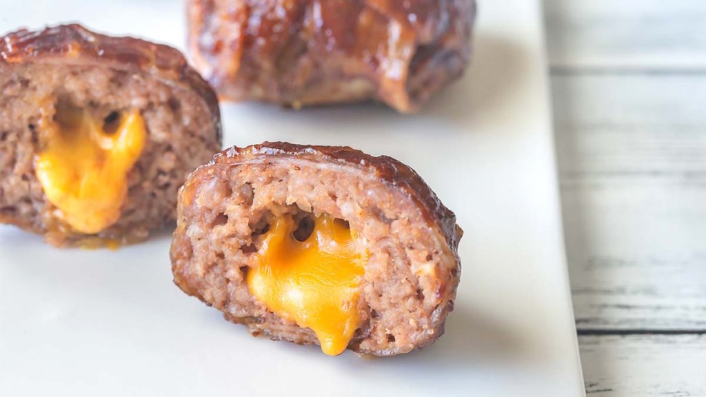 Cheddar cheese stuffed meatballs