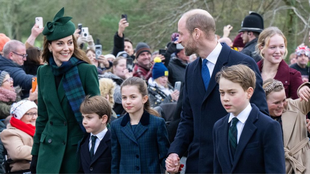 Kate Middleton, Prince Louis, Princess Charlotte, Prince William and Prince George in December 2024