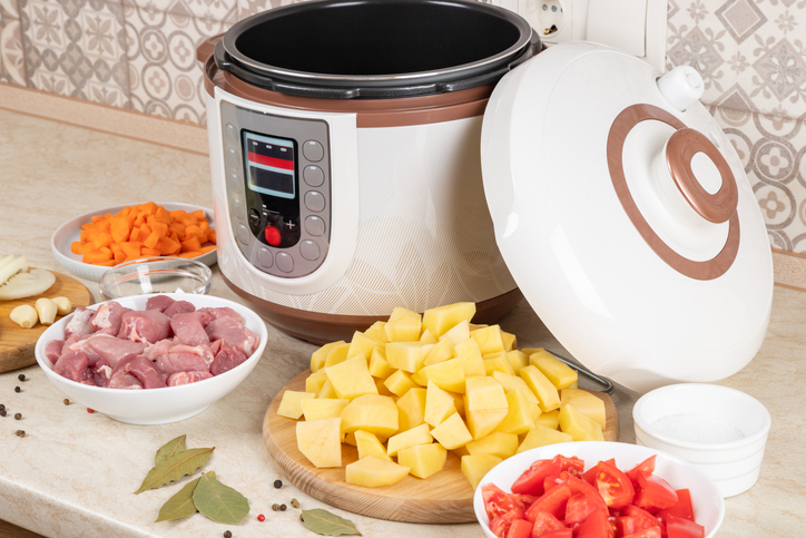 ingredients next to multicooker | Pressure Cooker